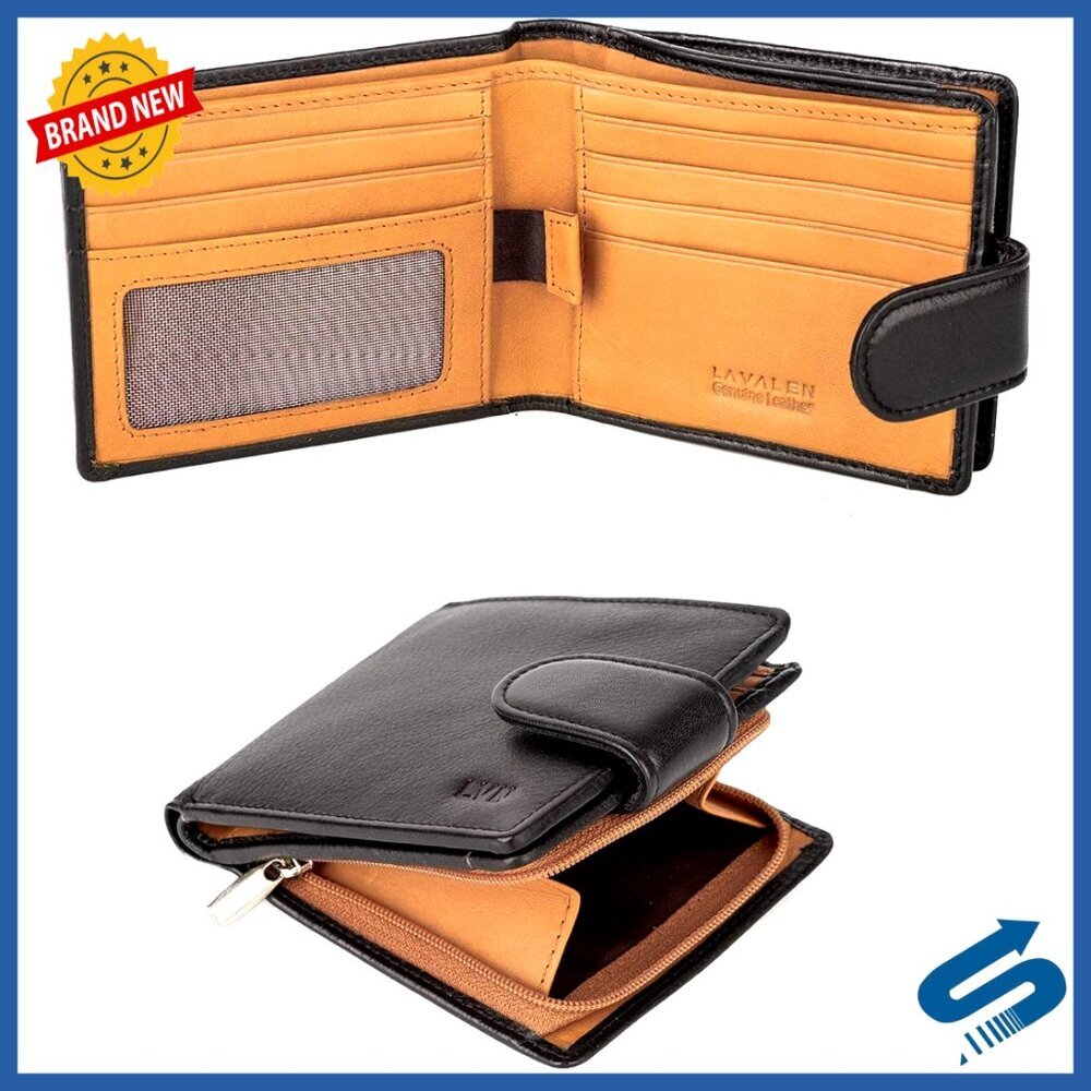 Men's Soft Leather Bifold Wallet with RFID Blocking and Coin Pocket